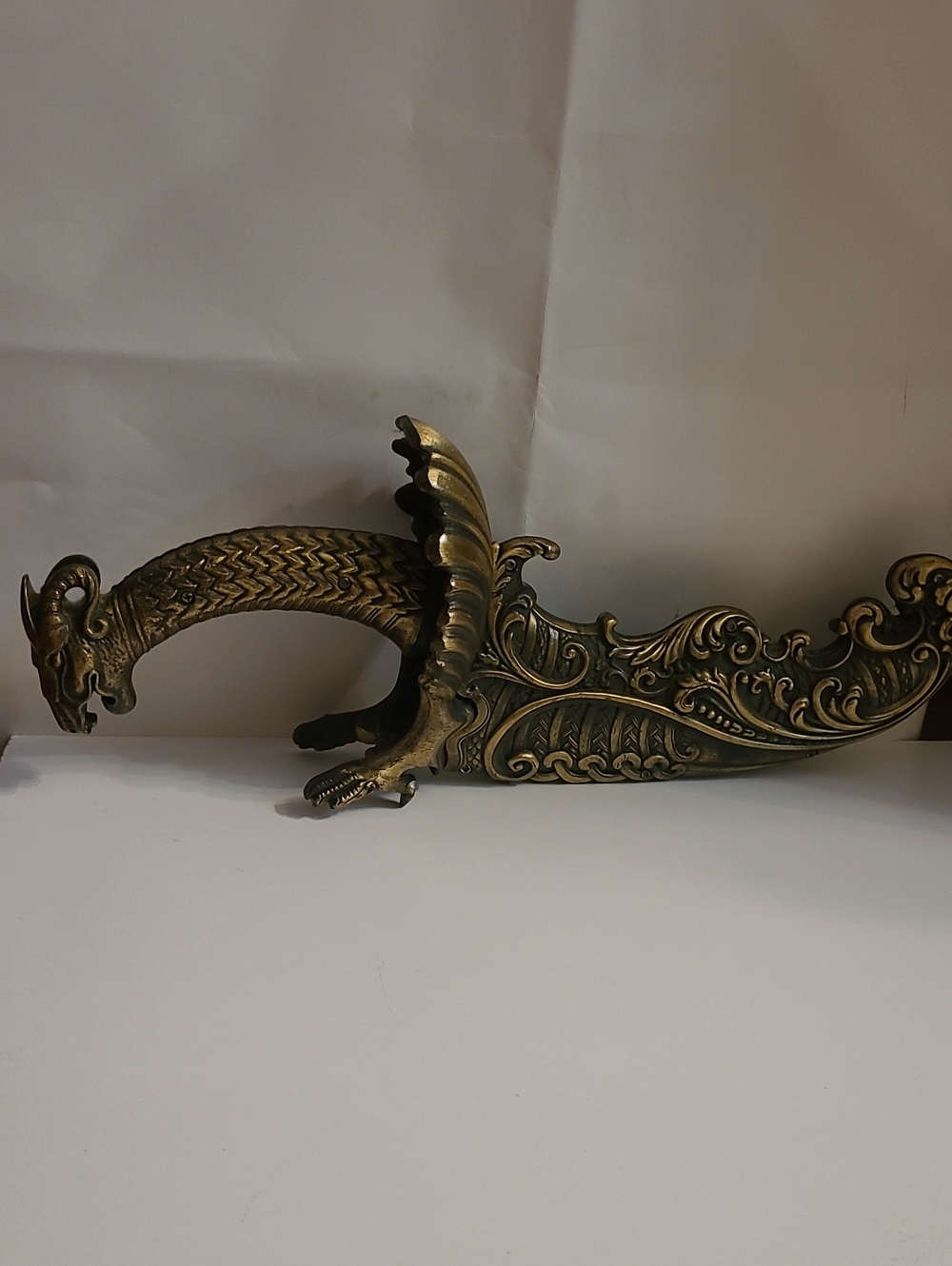Antique Style Brass Dragon Letter Opener Decorative Knife - Brass Finish